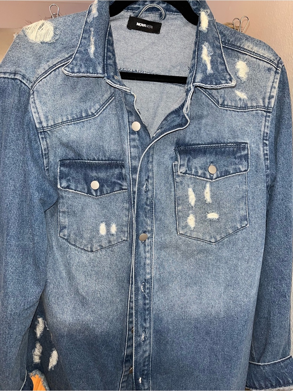 Fashion Nova /Novamen Distressed Denim Jacket Men’s